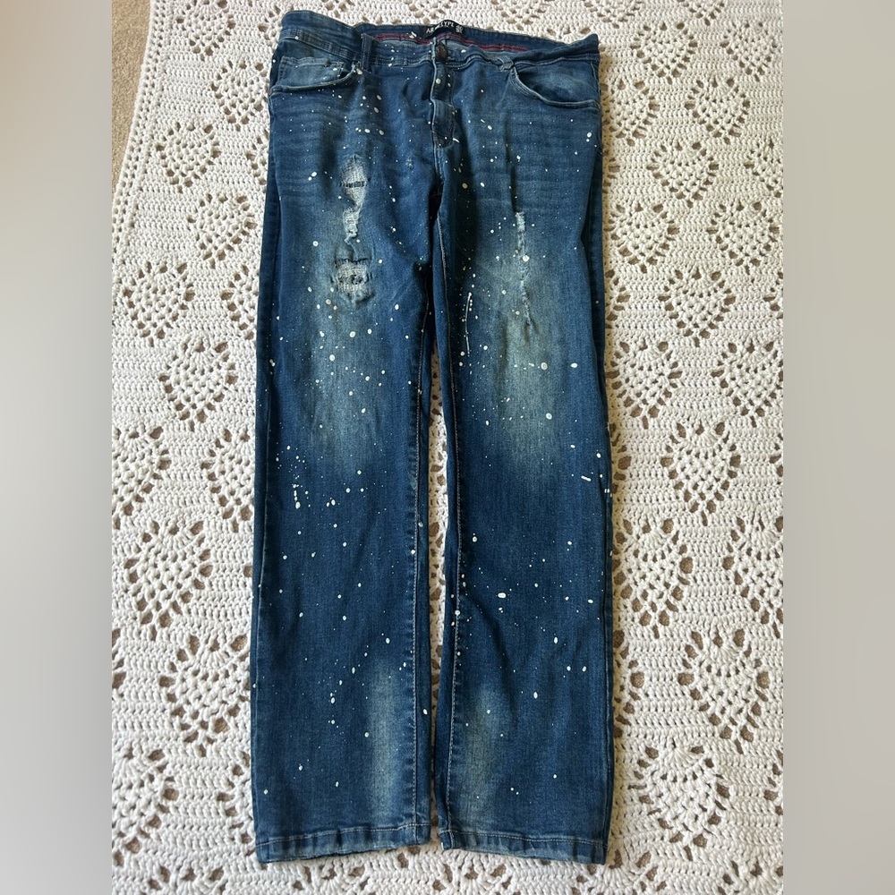Men’s Arketype Apparel & Co Jeans  Y2K Streetwear 40x32 White Paint Splatter